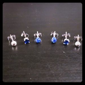Sterling silver blue stoned set